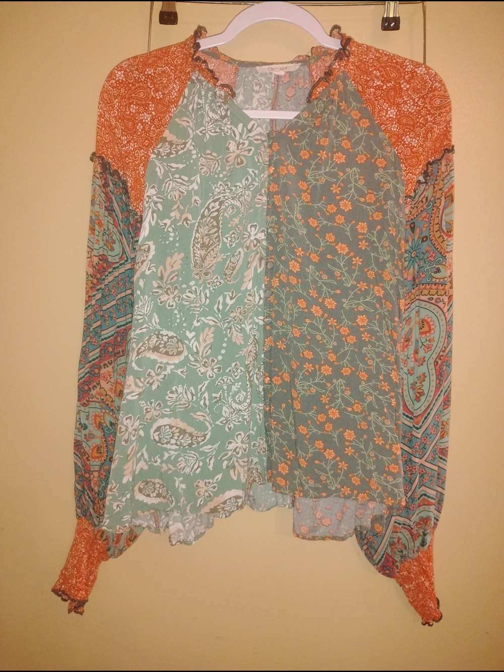 Oli & Hali Floral Blouse in Green & Coral
